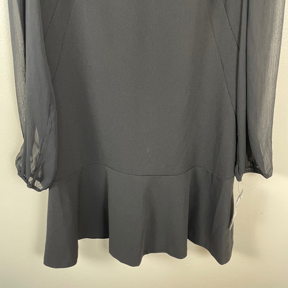 Tommy Hilfiger Women's 10 Shift Dress Black Sheer Sleeve Ruffle NEW - Picture 5 of 11